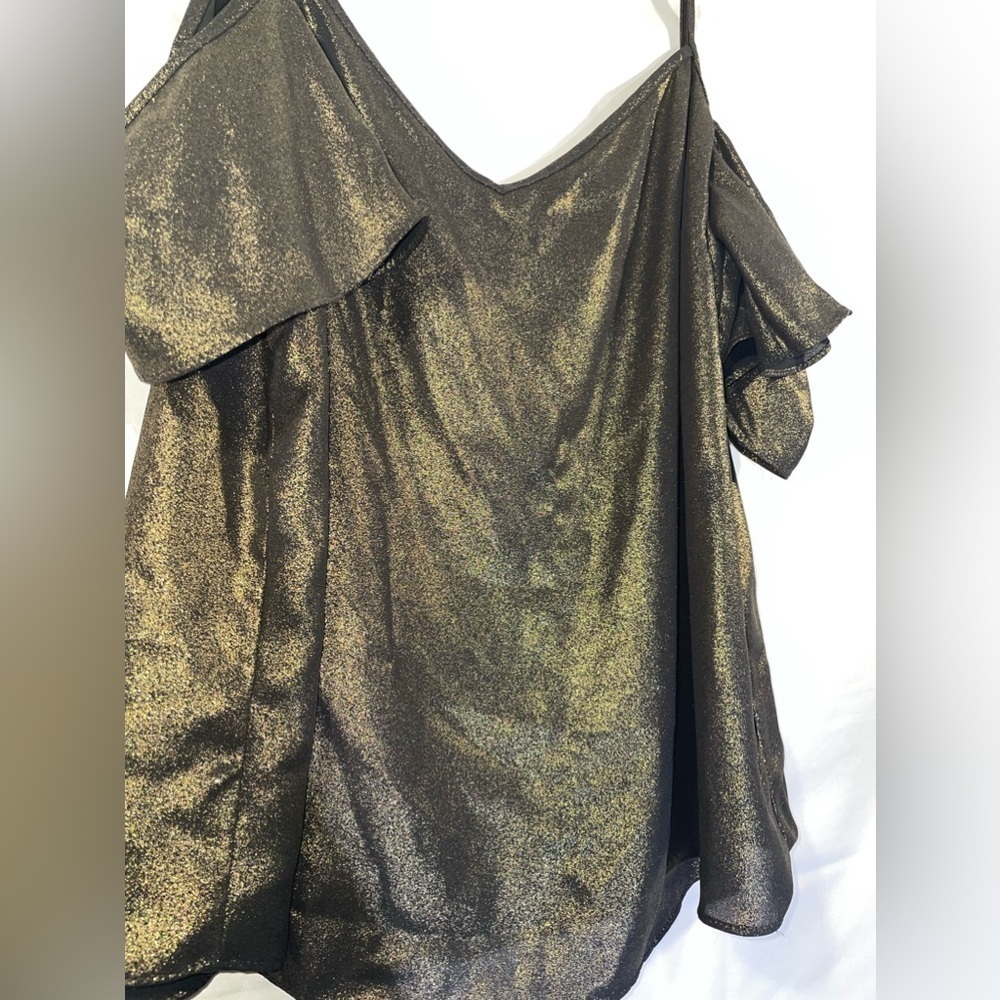 Atmosphere Off the Shoulder Womens Metallic Short Sleeve Tank Camisole Sz 12 NWT - Picture 2 of 6